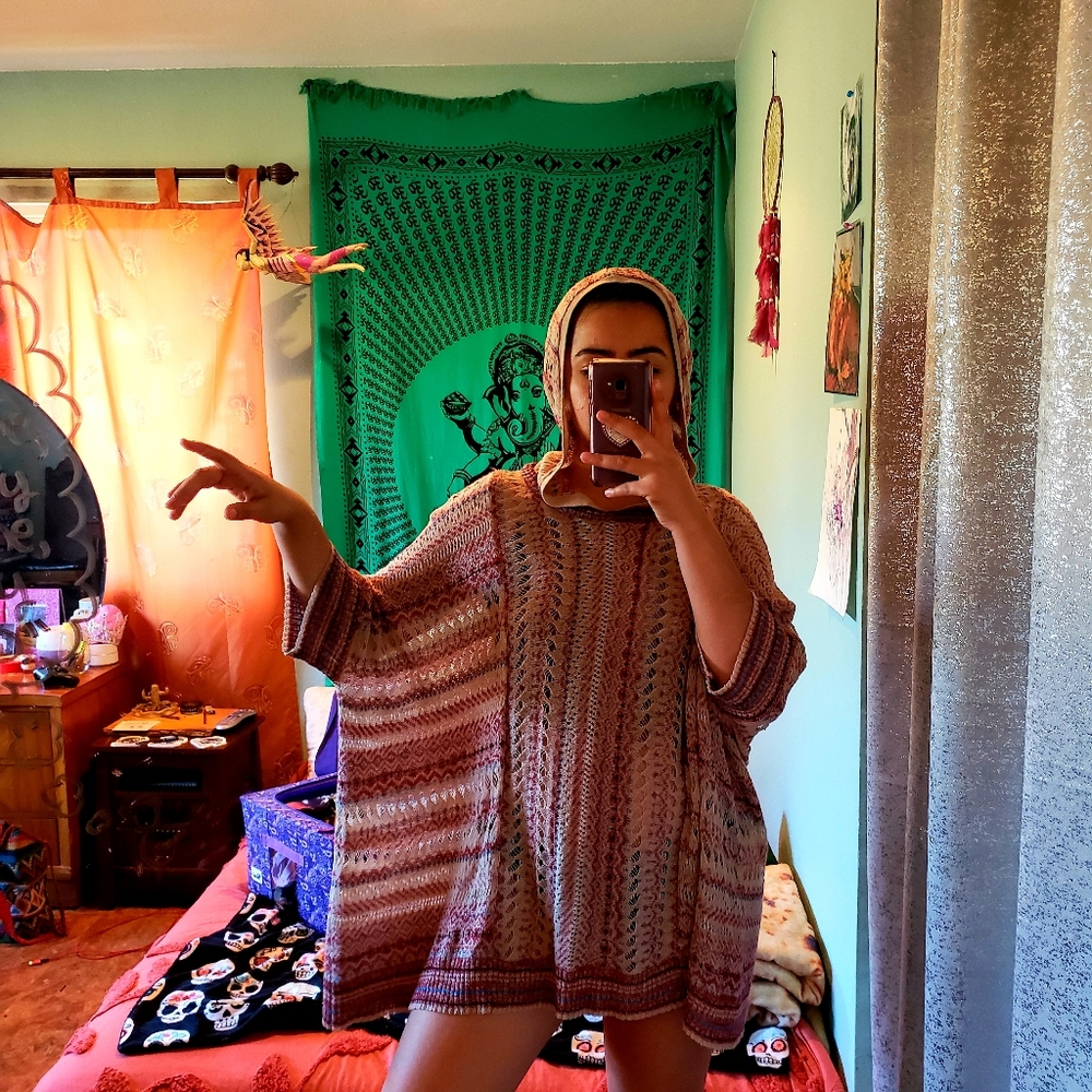 American Rag knit poncho with large hood